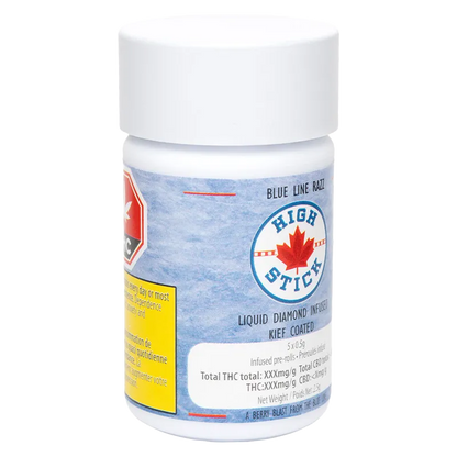 High Stick 2.5 g Blue Line Razz Liquid Diamond Infused PR 5 x 0.5 g Pre-Rolls