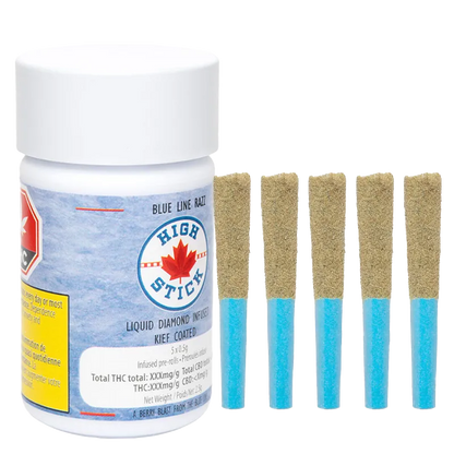 High Stick 2.5 g Blue Line Razz Liquid Diamond Infused PR 5 x 0.5 g Pre-Rolls
