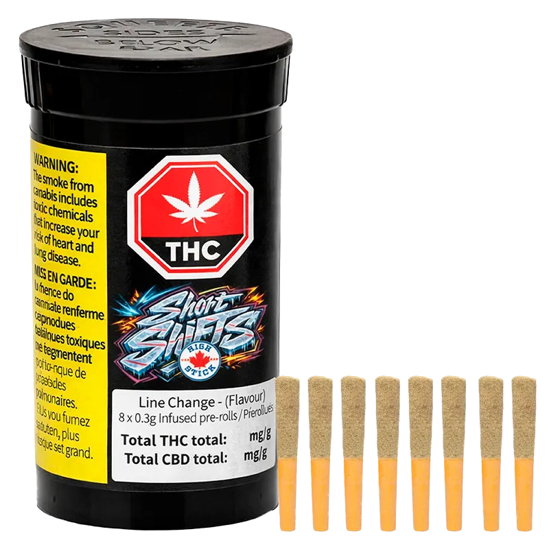 High Stick 2.4 g Short Shifts Line Change Liquid Diamond Infused PR 8 x 0.3 g Pre-Rolls