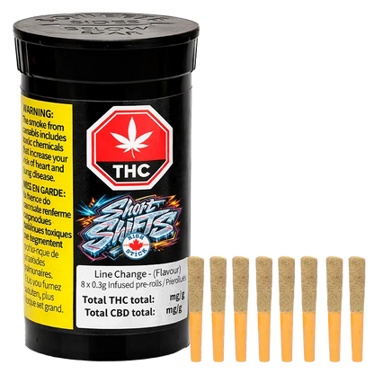 High Stick 2.4 g Short Shifts Line Change Liquid Diamond Infused PR 8 x 0.3 g Pre-Rolls