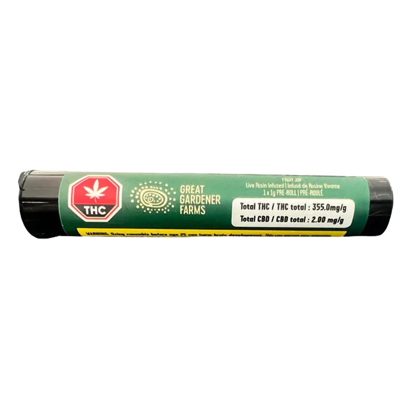 Great Gardener Farms 1 g Fruit Joy Live Rosin Infused PR 1 x 1 g Pre-Rolls