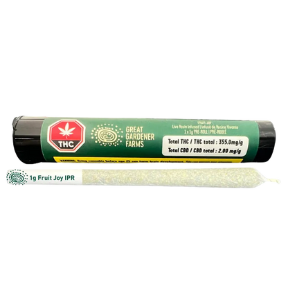 Great Gardener Farms 1 g Fruit Joy Live Rosin Infused PR 1 x 1 g Pre-Rolls