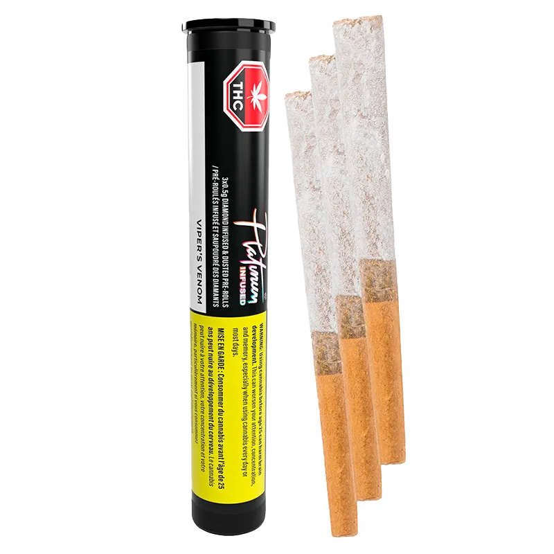 Platinum 1.5 g Vipers Venom Diamond Infused PR 3 x 0.5 g Pre-Rolls
