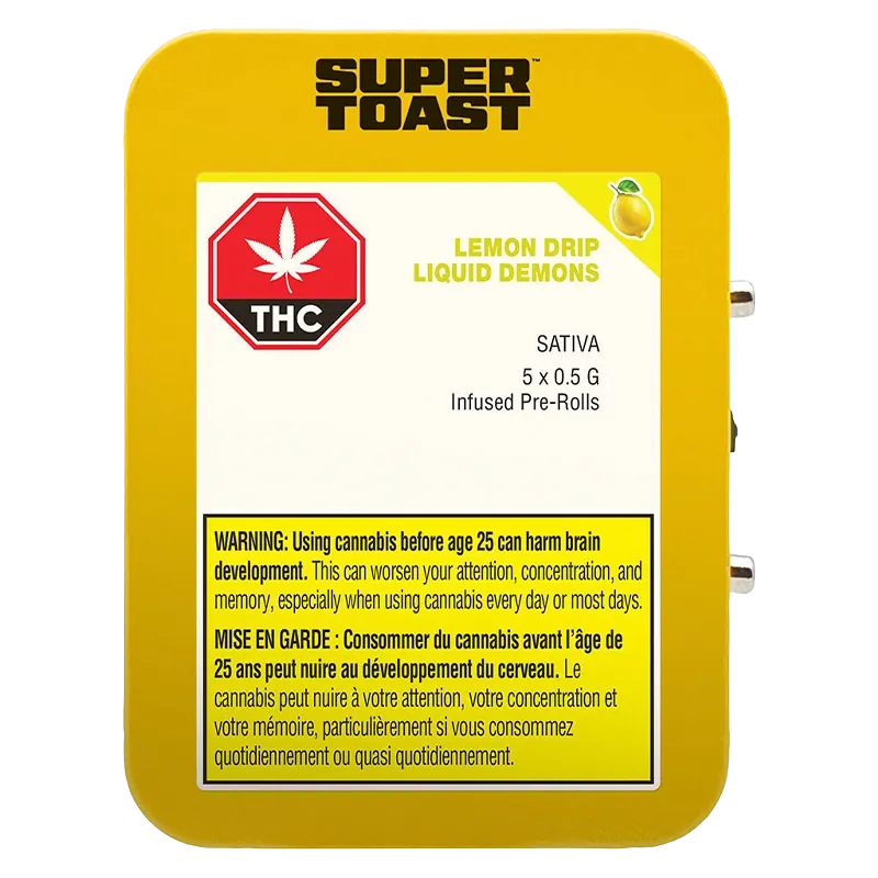 Super Toast 2.5 g Lemon Drip Liquid Demons Infused PR 5 x 0.5 g Pre-Rolls