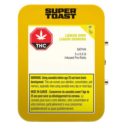 Super Toast 2.5 g Lemon Drip Liquid Demons Infused PR 5 x 0.5 g Pre-Rolls