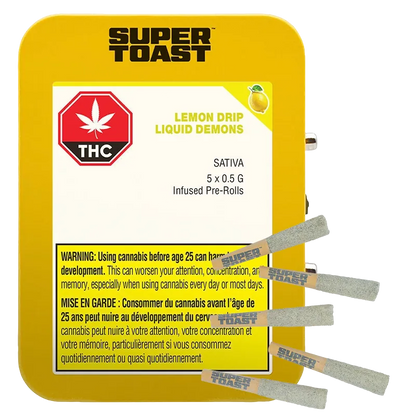 Super Toast 2.5 g Lemon Drip Liquid Demons Infused PR 5 x 0.5 g Pre-Rolls