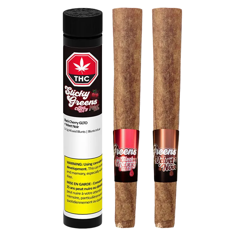 Sticky Greens 2 g Black Cherry Glto+Velvet Noir Infused PR 2 x 1 g Pre-Rolls