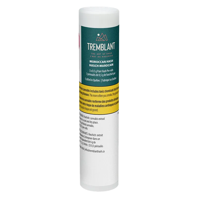 Tremblant Cannabis 1.5 g Pure Moroccan Hash Infused PR 3 x 0.5 g Pre-Rolls
