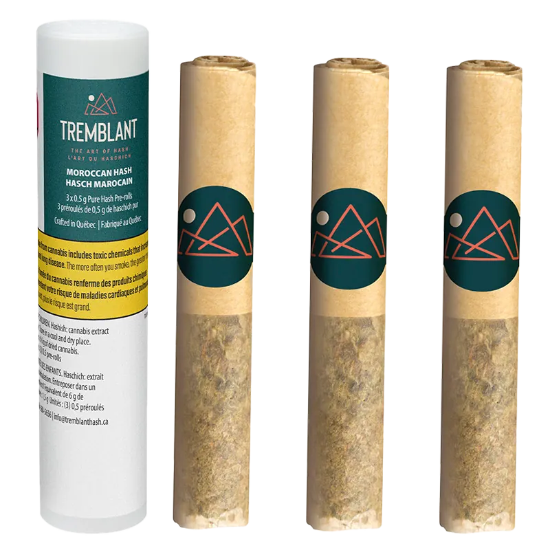 Tremblant Cannabis 1.5 g Pure Moroccan Hash Infused PR 3 x 0.5 g Pre-Rolls