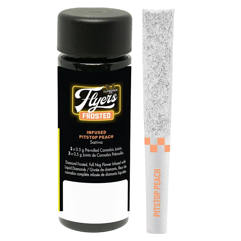 Claybourne 1.5 g Flyers Frosted Pitstop Peach Infused PR 3 x 0.5 g Pre-Rolls