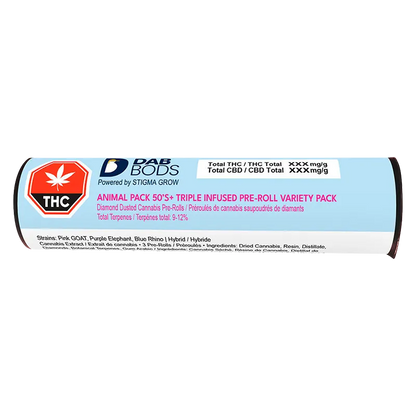 Dab Bods 1.5 g Animal Pack 50's+ Triple Infused PR 3 x 0.5 g Pre-Rolls