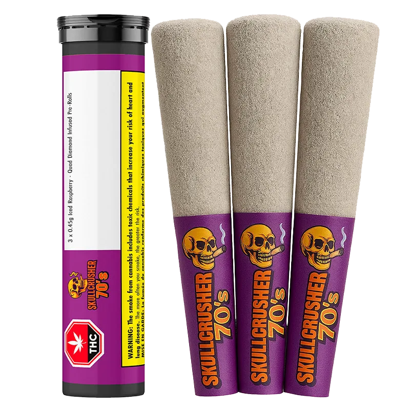 Skullcrusher 70s 1.35 g Iced Raspberry Quad Diamond Infused PR 3 x 0.45 g Pre-Rolls