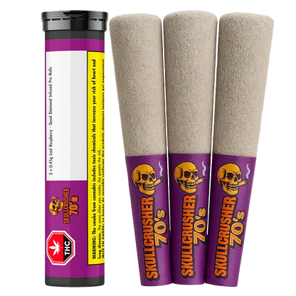 Skullcrusher 70s 1.35 g Iced Raspberry Quad Diamond Infused PR 3 x 0.45 g Pre-Rolls