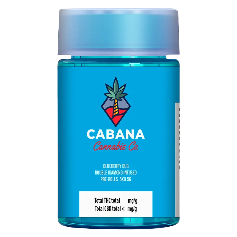 Cabana Cannabis Co. 2.5 g Blueberry Dub Double Diamond Infused PR 5 x 0.5 g Pre-Rolls