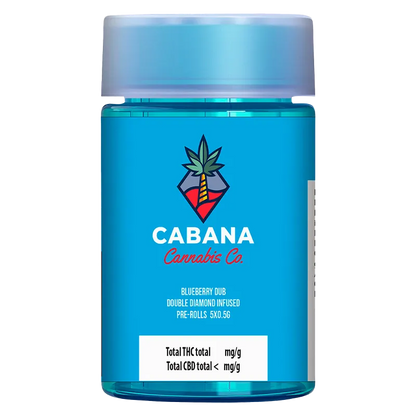 Cabana Cannabis Co. 2.5 g Blueberry Dub Double Diamond Infused PR 5 x 0.5 g Pre-Rolls