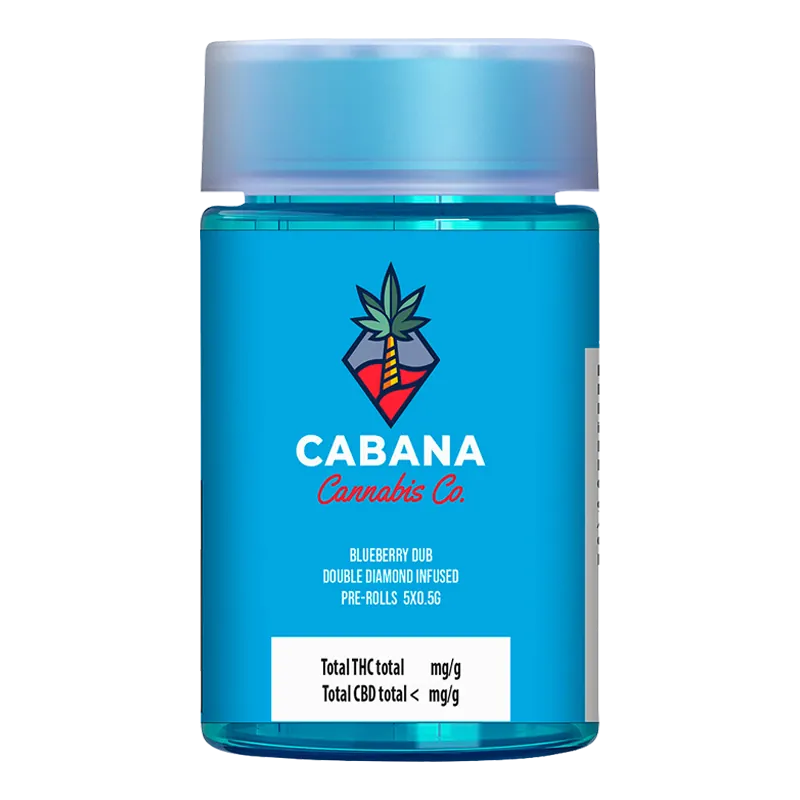 Cabana Cannabis Co. 2.5 g Blueberry Dub Double Diamond Infused PR 5 x 0.5 g Pre-Rolls