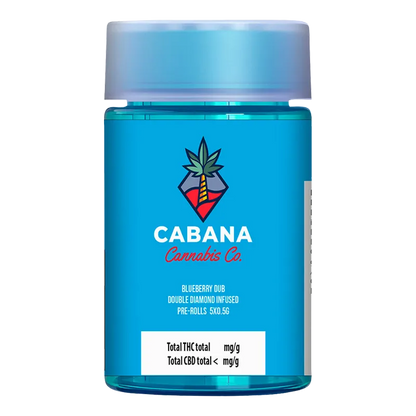 Cabana Cannabis Co. 2.5 g Blueberry Dub Double Diamond Infused PR 5 x 0.5 g Pre-Rolls