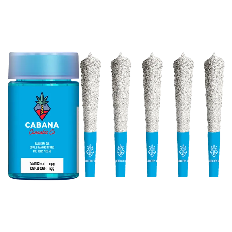 Cabana Cannabis Co. 2.5 g Blueberry Dub Double Diamond Infused PR 5 x 0.5 g Pre-Rolls