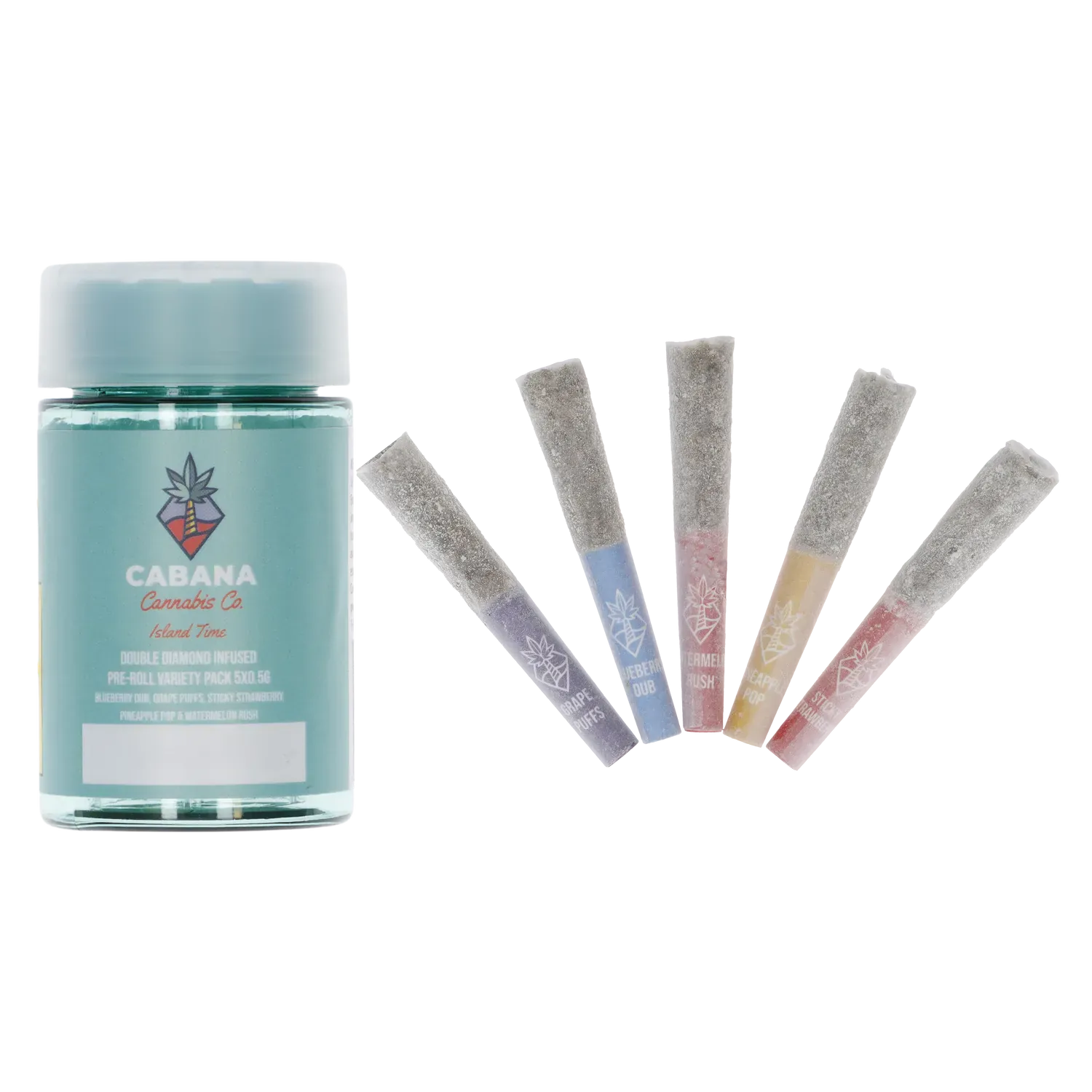 Cabana Cannabis Co. 2.5 g Island Time Double Diamond Infused PR 5 x 0.5 g Pre-Rolls