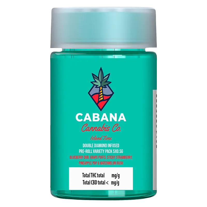 Cabana Cannabis Co. 2.5 g Island Time Double Diamond Infused PR 5 x 0.5 g Pre-Rolls