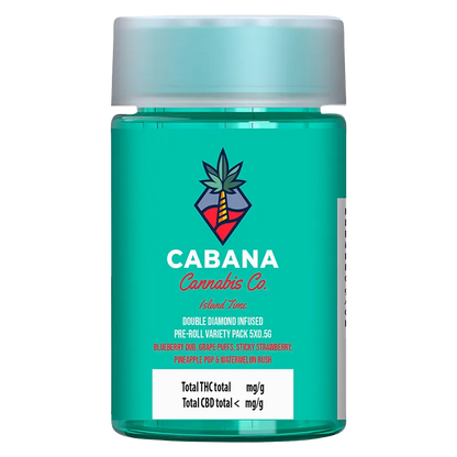 Cabana Cannabis Co. 2.5 g Island Time Double Diamond Infused PR 5 x 0.5 g Pre-Rolls