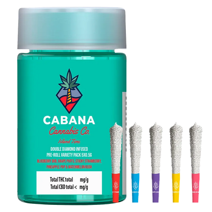 Cabana Cannabis Co. 2.5 g Island Time Double Diamond Infused PR 5 x 0.5 g Pre-Rolls