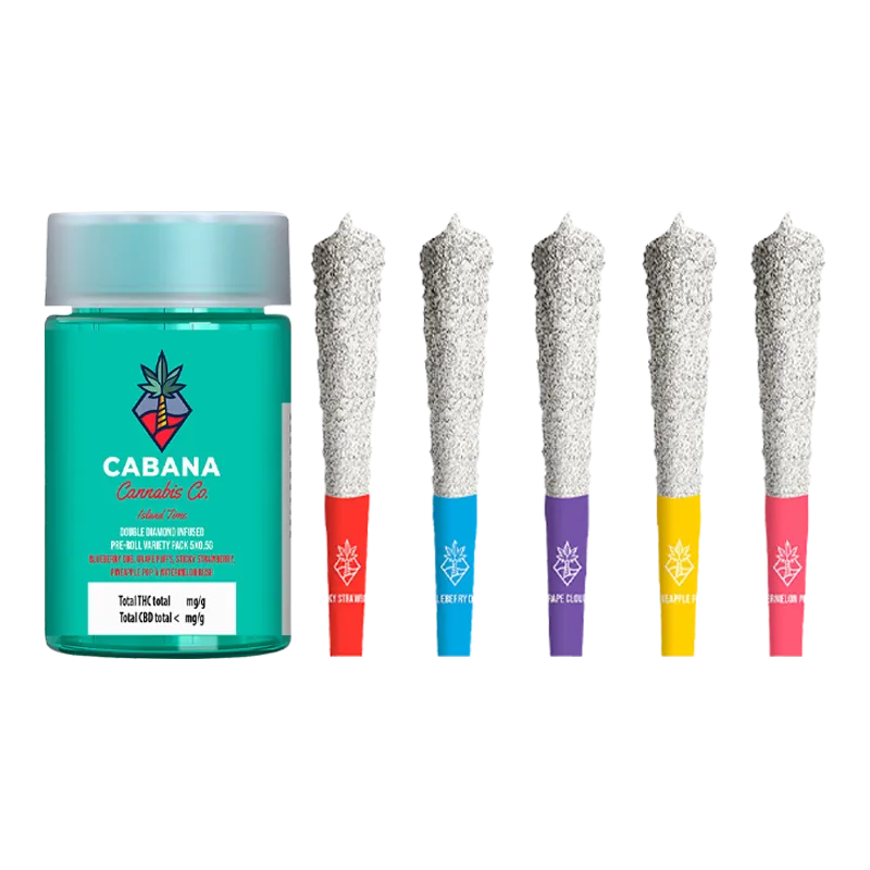 Cabana Cannabis Co. 2.5 g Island Time Double Diamond Infused PR 5 x 0.5 g Pre-Rolls