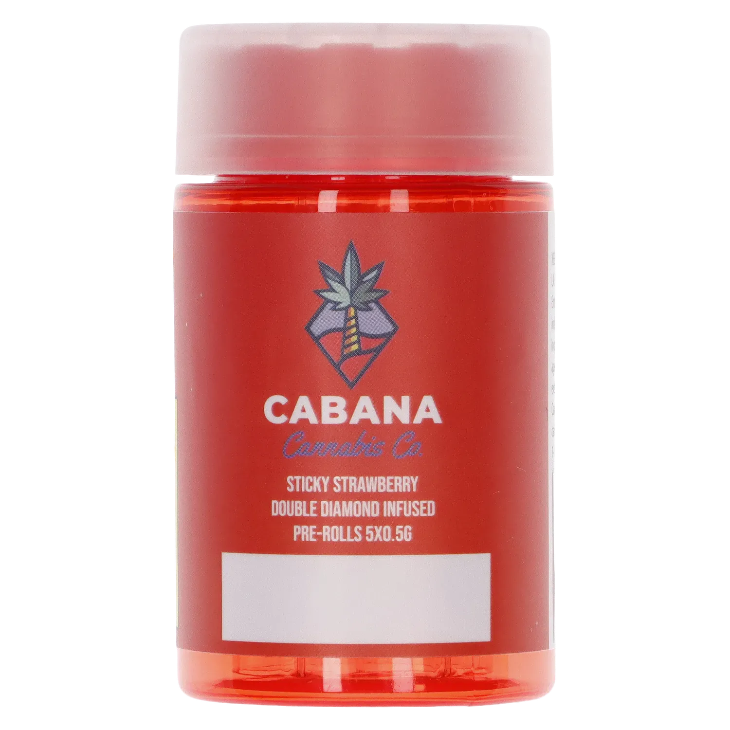 Cabana Cannabis Co. 2.5 g Sticky Strawberry Double Diamond Infused PR 5 x 0.5 g Pre-Rolls