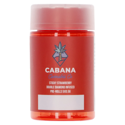 Cabana Cannabis Co. 2.5 g Sticky Strawberry Double Diamond Infused PR 5 x 0.5 g Pre-Rolls