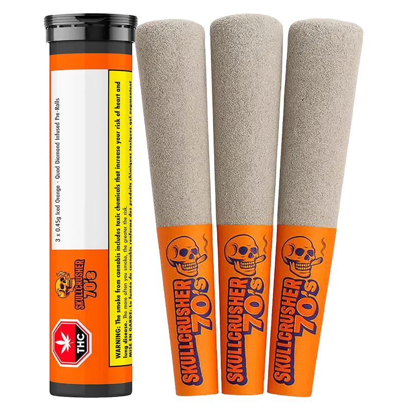 Skullcrusher 70s 1.35 g Iced Orange - Quad Diamond Infused PR 3 x 0.45 g Pre-Rolls