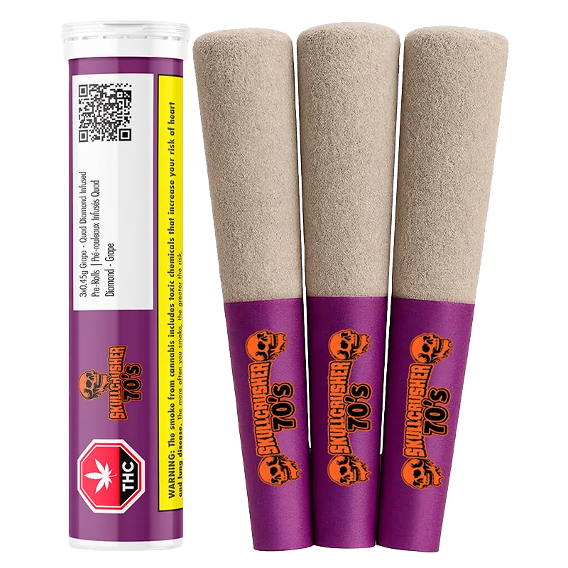 Skullcrusher 70s 1.35 g Grape Quad Diamond Infused PR 3 x 0.45 g Pre-Rolls