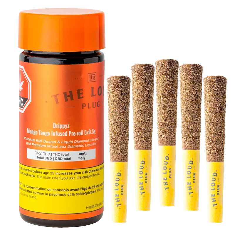 The Loud Plug 2.5 g Drippyz Mango Tango Infused PR 5 x 0.5 g Pre-Rolls