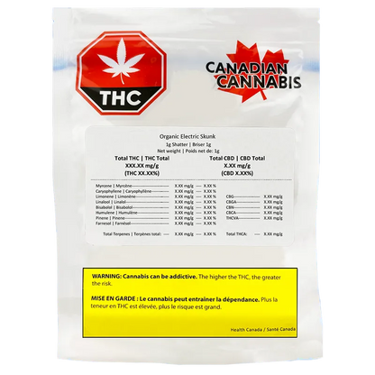 Canadian Cannabis 1 g Organic Electric Skunk Shatter Concentrates