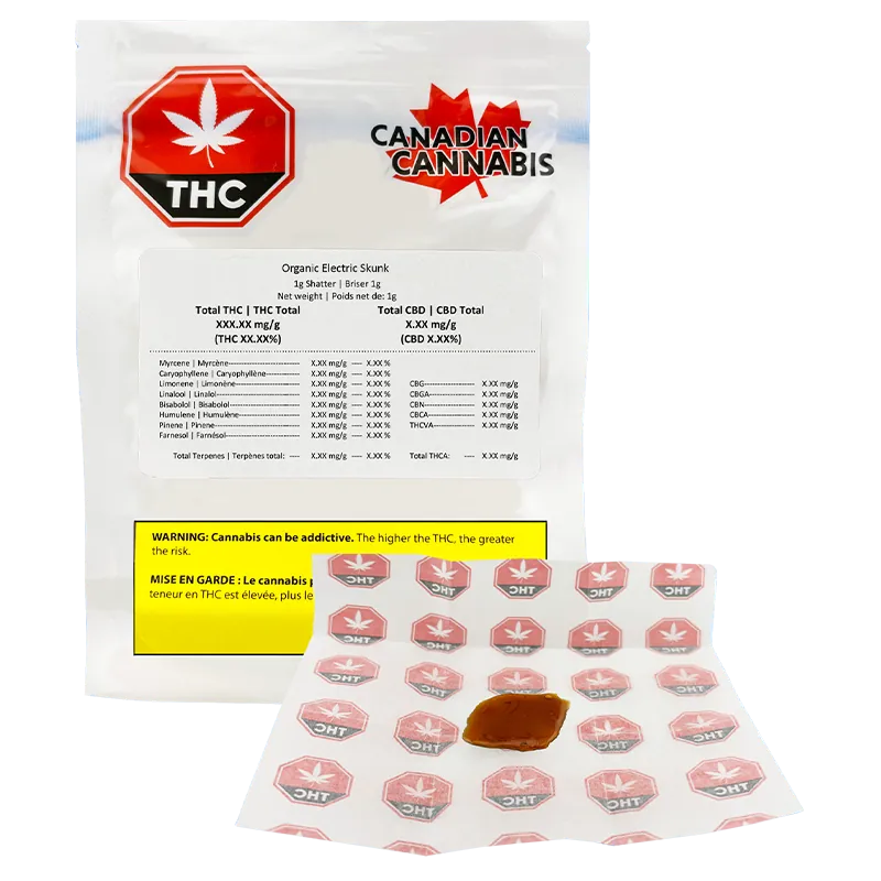 Canadian Cannabis 1 g Organic Electric Skunk Shatter Concentrates