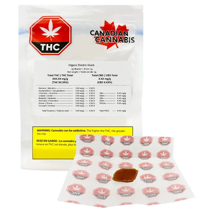Canadian Cannabis 1 g Organic Electric Skunk Shatter Concentrates
