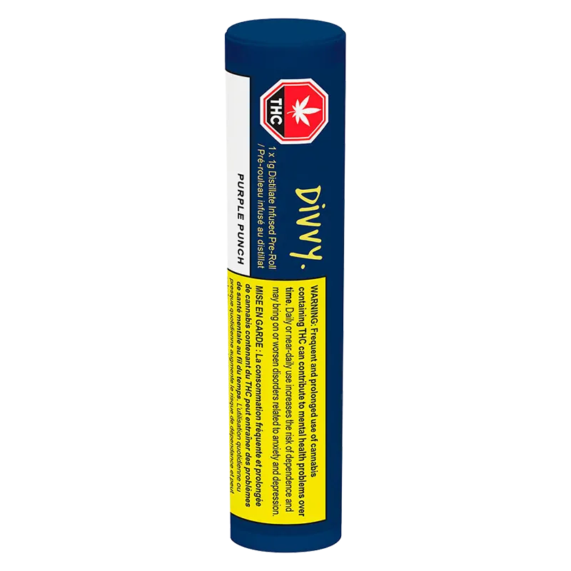 Divvy 1 g Purple Punch Distillate Infused PR 1 x 1 g Pre-Rolls