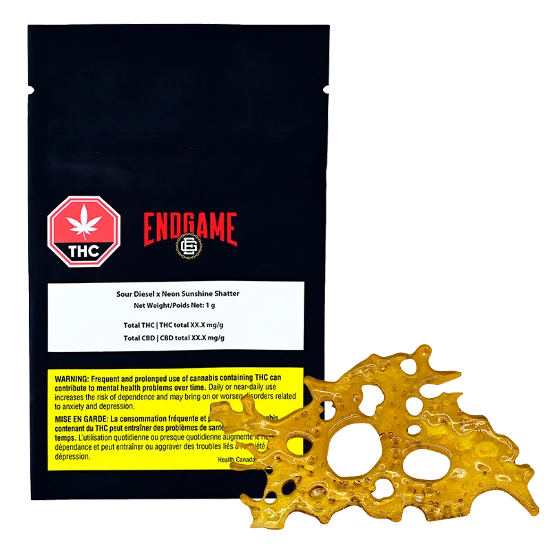 Endgame 1 g Sour Diesel x Neon Sunshine Shatter Concentrates