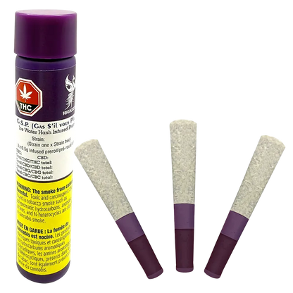 HighXotic 1.5 g G.S.P (Gas S'il vous Plaît) Ice Water Hash Infused PR 3 x 0.5 g Pre-Rolls