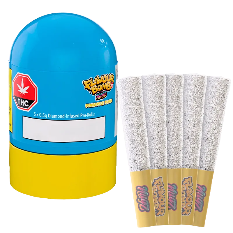 Nugz 2.5 g Flavour Bomb 40 Pineapple Punch Diamond Infused PR 5 x 0.5 g Pre-Rolls