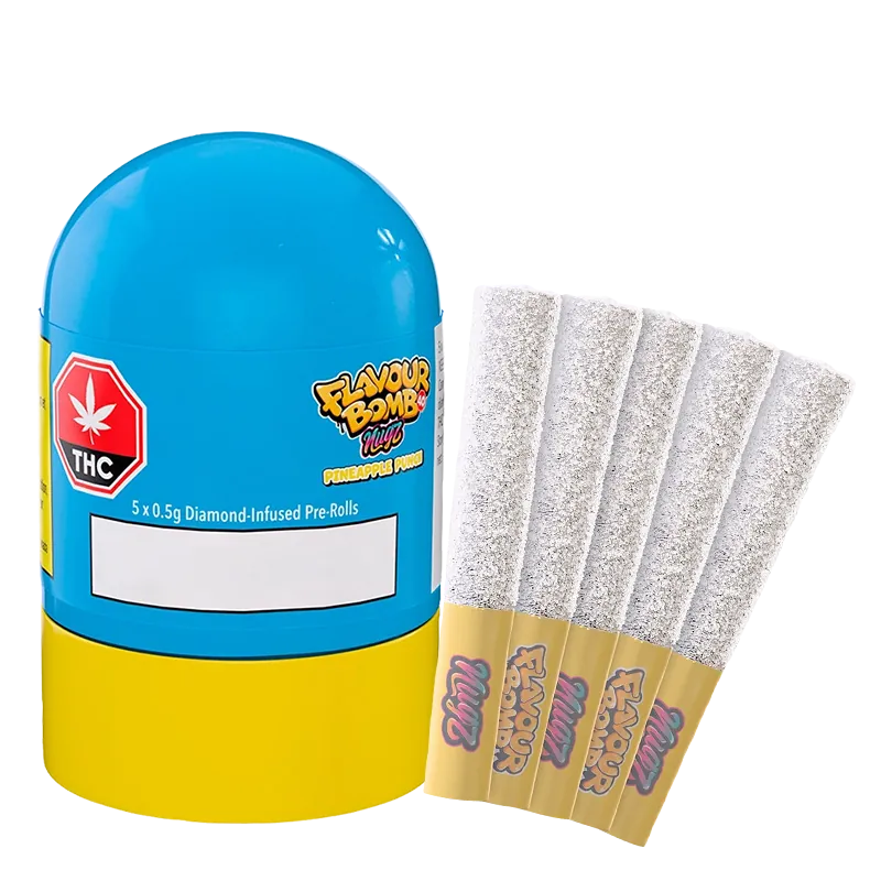 Nugz 2.5 g Flavour Bomb 40 Pineapple Punch Diamond Infused PR 5 x 0.5 g Pre-Rolls