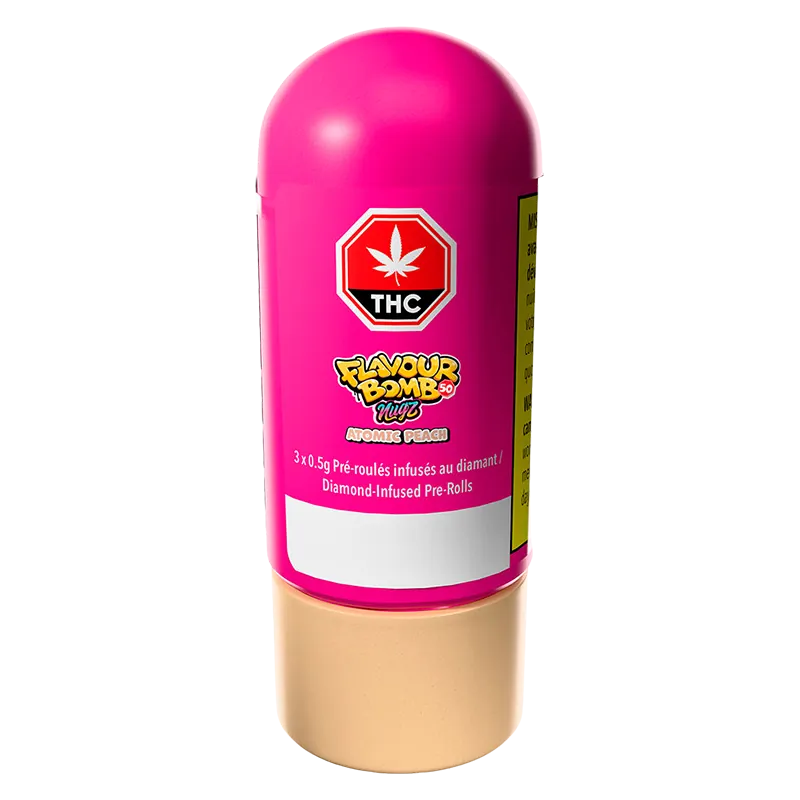 Nugz 1.5 g Flavour Bomb 50 Atomic Peach Diamond Infused PR 3 x 0.5 g Pre-Rolls