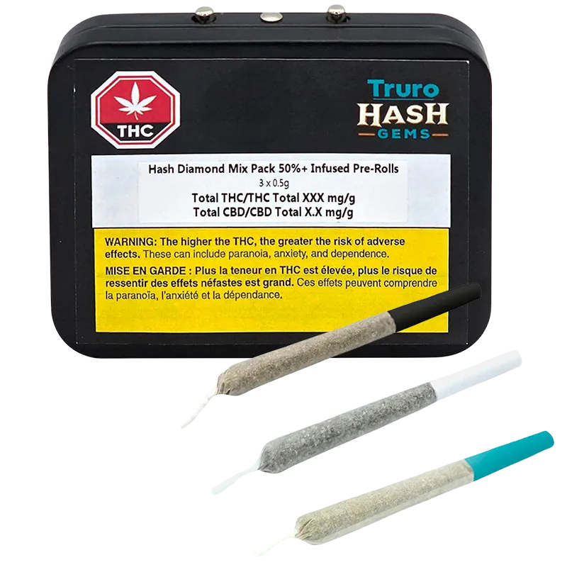 Truro Hash Gems 1.5 g Hash Diamond Mix Pack Infused PR 3 x 0.5 g Pre-Rolls