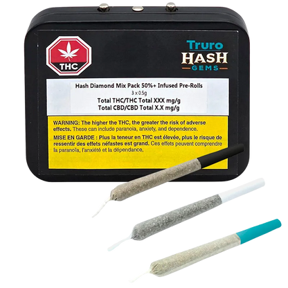 Truro Hash Gems 1.5 g Hash Diamond Mix Pack Infused PR 3 x 0.5 g Pre-Rolls