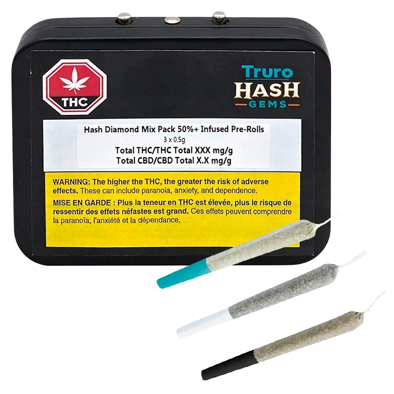 Truro Hash Gems 1.5 g Hash Diamond Mix Pack Infused PR 3 x 0.5 g Pre-Rolls