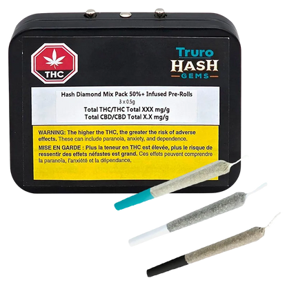 Truro Hash Gems 1.5 g Hash Diamond Mix Pack Infused PR 3 x 0.5 g Pre-Rolls