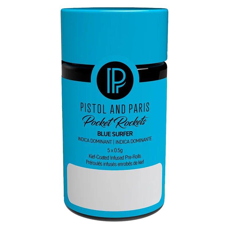 Pistol and Paris 2.5 g Pocket Rockets Blue Surfer Infused PR 5 x 0.5 g Pre-Rolls