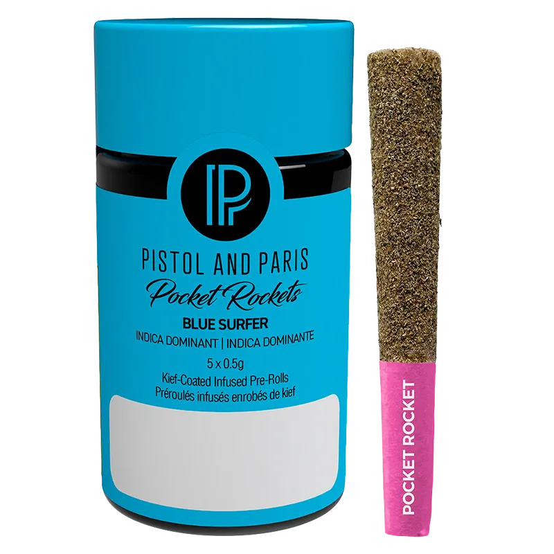 Pistol and Paris 2.5 g Pocket Rockets Blue Surfer Infused PR 5 x 0.5 g Pre-Rolls