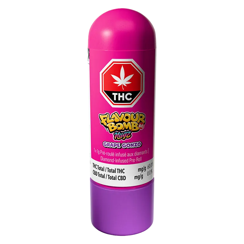 Nugz 1 g Flavour Bomb 60 Grape Gonzo Diamond Infused PR 1 x 1 g Pre-Rolls