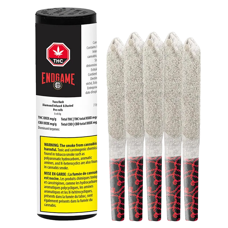 Endgame 2.5 g Hard Hitters Yuzu Kush Diamond Infused PR 5 x 0.5 g Pre-Rolls