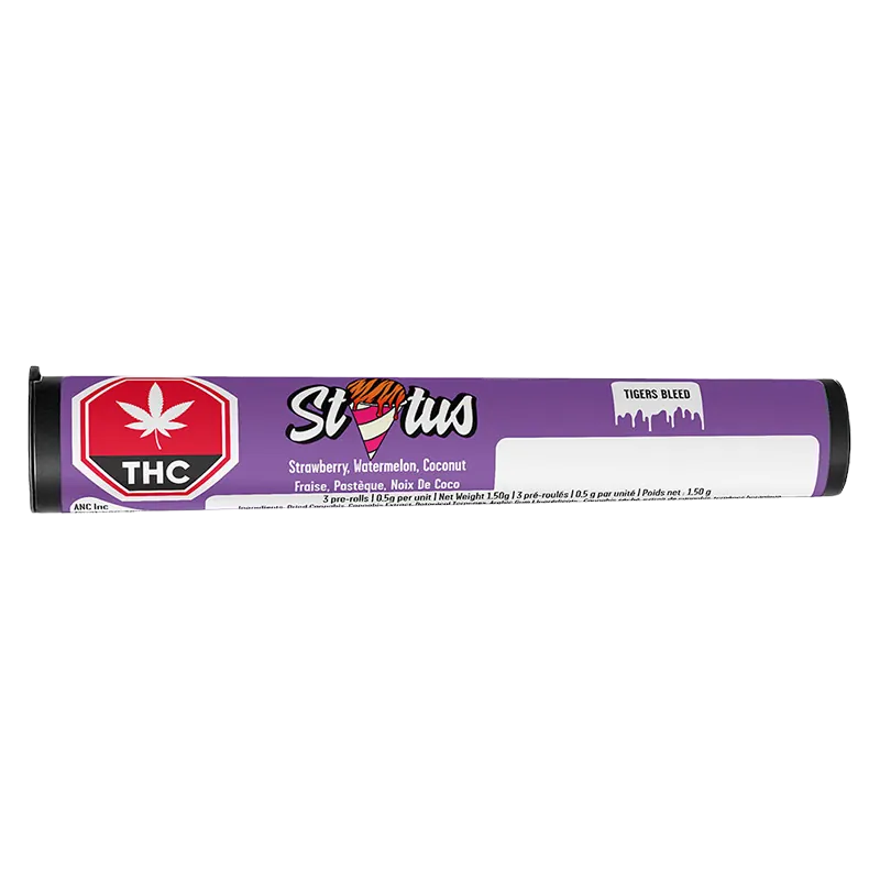 Status 1.5 g Tigers Bleed Liquid DIamond Infused PR 3 x 0.5 g Pre-Rolls